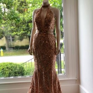 Rachel Allan 6179 Rosegold Sz 6 Prom Dress